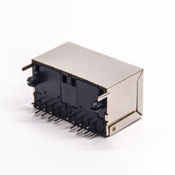 RJ45 Dual Port 1*2 Straight Through Hole for PCB Mount