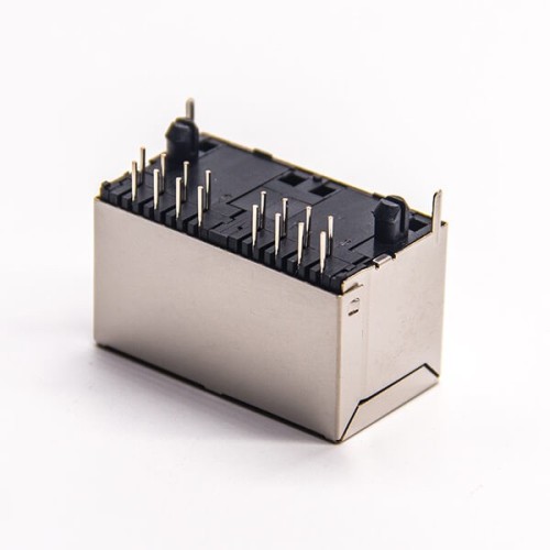 RJ45 Dual Port 1*2 Straight Through Hole for PCB Mount RJ45 Dual Port 1*2 Straight Through Hole for PCB Mount