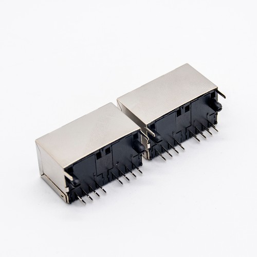 RJ45 Dual Port 1*2 Straight Through Hole for PCB Mount RJ45 Dual Port 1*2 Straight Through Hole for PCB Mount