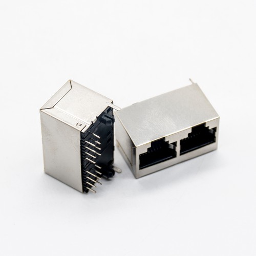 RJ45 Dual Port 1*2 Straight Through Hole for PCB Mount RJ45 Dual Port 1*2 Straight Through Hole for PCB Mount