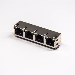 RJ45 Ethernet Connectors Modular Jack 1x4 with EMI Through Hole with LED