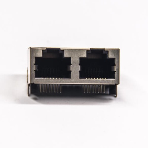 RJ45 Ethernet Jack 1x2 Dual Port 8P8C DIP Type 90 Degree without LED RJ45 Ethernet Jack 1x2 Dual Port 8P8C DIP Type 90 Degree without LED