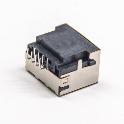 RJ45 Ethernet Port Connector Right Angle Without Filtered Shielded DIP PCB Mount