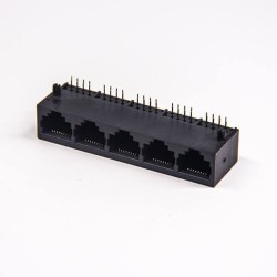 RJ45 Ethernet Ports 1x5 Right Angled 10P8C Unshielded Jack Through Hole without LED