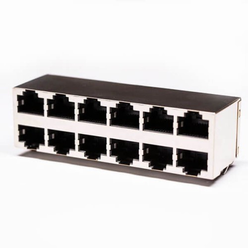 RJ45 Female Connector 2*6 Double Row 12 Port with Shield and Without LED RJ45 Female Connector 2*6 Double Row 12 Port with Shield and Without LED