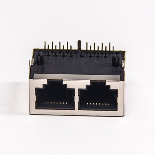 RJ45 Female Connectors Dual Port 10P8C Right Angled DIP Type PCB Mount RJ45 Female Connectors Dual Port 10P8C Right Angled DIP Type PCB Mount
