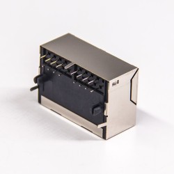 RJ45 Female Connectors Dual Port 10P8C Right Angled DIP Type PCB Mount