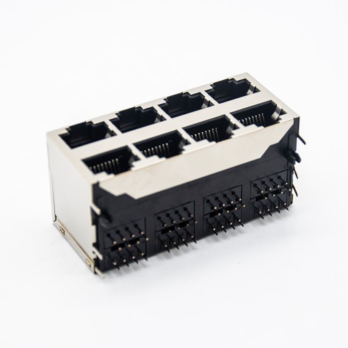 RJ45 Female PCB Connector 2*4 8 Port RJ45 Double Row with Shield and Without LED RJ45 Female PCB Connector 2*4 8 Port RJ45 Double Row with Shield and Without LED