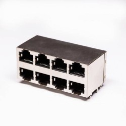 RJ45 Female PCB Connector 2*4 8 Port RJ45 Double Row with Shield and Without LED