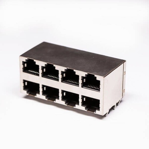 RJ45 Female PCB Connector 2*4 8 Port RJ45 Double Row with Shield and Without LED RJ45 Female PCB Connector 2*4 8 Port RJ45 Double Row with Shield and Without LED