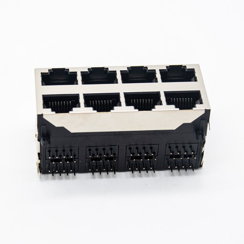 RJ45 Female PCB Connector 2*4 8 Port RJ45 Double Row with Shield and Without LED RJ45 Female PCB Connector 2*4 8 Port RJ45 Double Row with Shield and Without LED