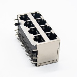 RJ45 Female PCB Connector 2*4 8 Port RJ45 Double Row with Shield and Without LED