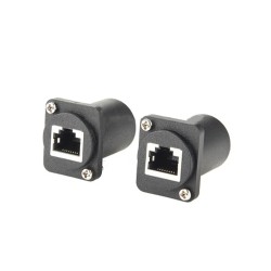 RJ45 Female Socket Flange Panel Mount Connector