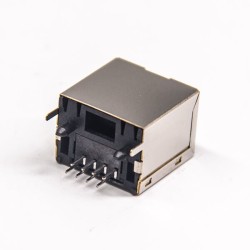 RJ45 Jack 180 Degree Shielded Ethernet Connector without LED Single Port