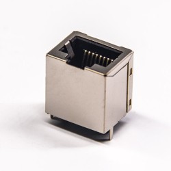 RJ45 Jack 180 Degree Shielded Ethernet Connector without LED Single Port