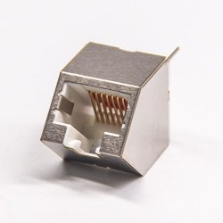 RJ45 Jack 45 Degree Modualr Connector Through Hole Gray Plastic Shielded Single Port