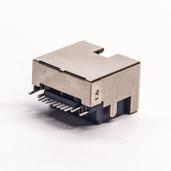 RJ45 Jack Offset SMT PCB Mount Right Angled with LED Shielded Connector