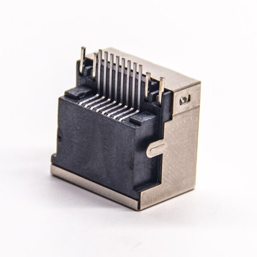 RJ45 Jack Offset SMT PCB Mount Right Angled with LED Shielded Connector RJ45 Jack Offset SMT PCB Mount Right Angled with LED Shielded Connector