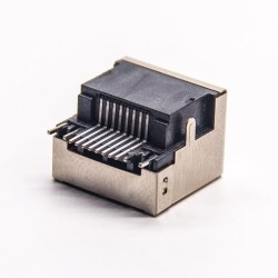 RJ45 Jack Offset SMT PCB Mount Right Angled with LED Shielded Connector