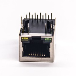 RJ45 LED Connector 8p8c Right Angled Shielded with LED Through Hole PCB Mount 20pcs
