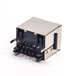 RJ45 LED Indicators Shielded Jack Straight with LED Through Hole for PCB Mount