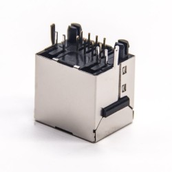 RJ45 LED Indicators Shielded Jack Straight with LED Through Hole for PCB Mount
