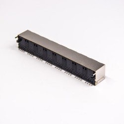 RJ45 Metal Shielded Socket Vertical 1x8 Muti-port Through Hole PCB Mount