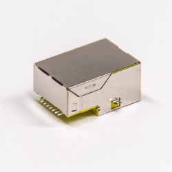 RJ45 Modular Connector Right Angled Single Port 8P8C Offest SMT Type Shielded Jack