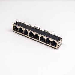 RJ45 Multi Connector 1x8 Port Modular Jack 10P8C Shielded with EMI PCB Mount