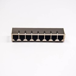 RJ45 Multi Connector 1x8 Port Modular Jack 10P8C Shielded with EMI PCB Mount