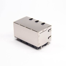 RJ45 Multi Connector 8 Port Shielded Jack Right Angled with EMI Through Hole