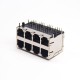 RJ45 Multi Connector 8 Port Shielded Jack Right Angled with EMI Through Hole RJ45 Multi Connector 8 Port Shielded Jack Right Angled with EMI Through Hole
