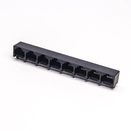 RJ45 Multi Port Jack 1*8 Multiple Port Black Plastic Through Hole PCB Mount RJ45 Multi Port Jack 1*8 Multiple Port Black Plastic Through Hole PCB Mount