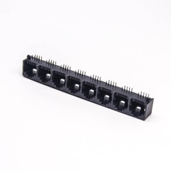 RJ45 Multi Port Jack 1*8 Multiple Port Black Plastic Through Hole PCB Mount
