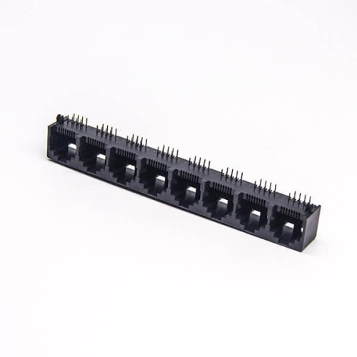 RJ45 Multi Port Jack 1*8 Multiple Port Black Plastic Through Hole PCB Mount RJ45 Multi Port Jack 1*8 Multiple Port Black Plastic Through Hole PCB Mount