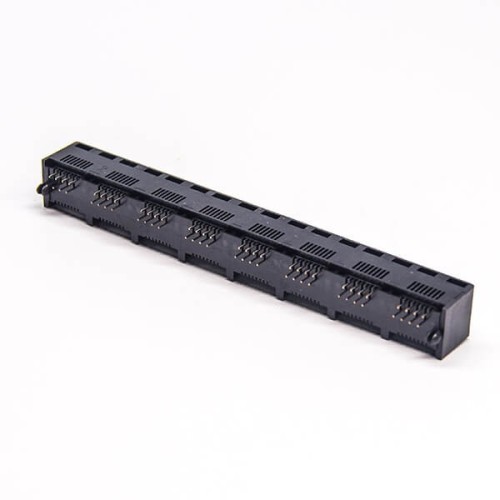 RJ45 Multi Port Jack 1*8 Multiple Port Black Plastic Through Hole PCB Mount RJ45 Multi Port Jack 1*8 Multiple Port Black Plastic Through Hole PCB Mount