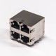 RJ45 Multi Socket 2x2 Port Shielded Jack Network Connector with EMI PCB Mount RJ45 Multi Socket 2x2 Port Shielded Jack Network Connector with EMI PCB Mount