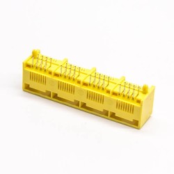 RJ45 Multiport 1*4 8P8C Yellow Plastic 90 Degree DIP Type PCB Mount