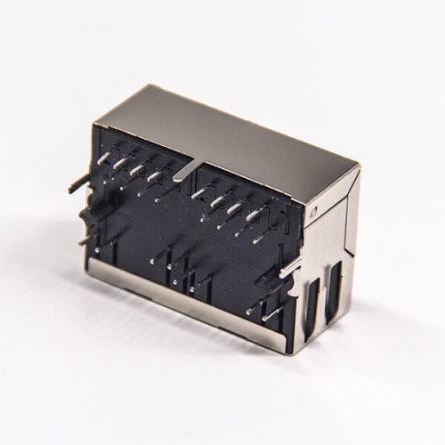 RJ45 Multiport Jack with EMI and leds 1×2 Right Angled 8p8c RJ45 Multiport Jack with EMI and leds 1×2 Right Angled 8p8c