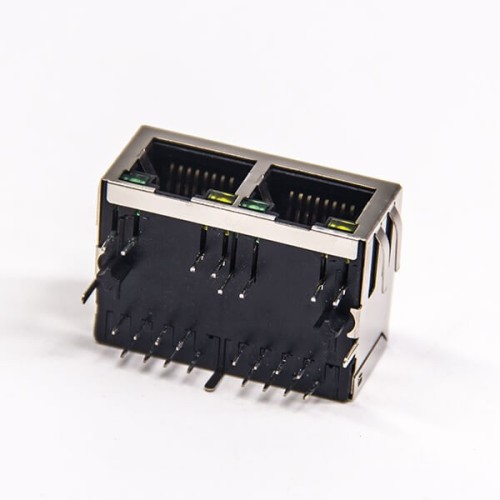 RJ45 Multiport Jack with EMI and leds 1×2 Right Angled 8p8c RJ45 Multiport Jack with EMI and leds 1×2 Right Angled 8p8c