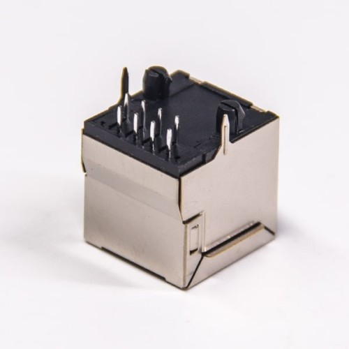 RJ45 PCB Mount Vertical Modular Female Connector 10p8c Single Port Shielded RJ45 PCB Mount Vertical Modular Female Connector 10p8c Single Port Shielded