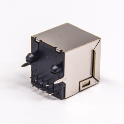 RJ45 PCB Mount Vertical Modular Female Connector 10p8c Single Port Shielded