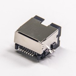 RJ45 Port Ethernet 90 Degree Shielded Offset Type Without LED Without Filtered