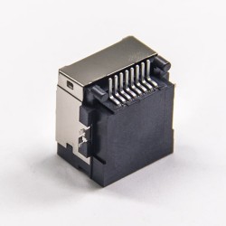 RJ45 Port Ethernet 90 Degree Shielded Offset Type Without LED Without Filtered