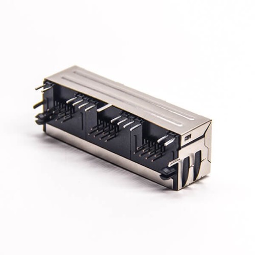 RJ45 Right Angle Connector PCB Mount 8P8C 3 Port Through Hole with LED EMI 20pcs RJ45 Right Angle Connector PCB Mount 8P8C 3 Port Through Hole with LED EMI 20pcs