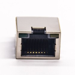 RJ45 Right Angle Shielded Jack 8P8C Through Hole for PCB Mount with LED 20pcs