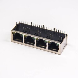 RJ45 Shielded Singled Port 1×4 Through Hole Modular Connector