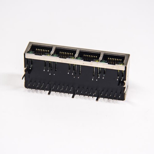 RJ45 Shielded Singled Port 1×4 Through Hole Modular Connector RJ45 Shielded Singled Port 1×4 Through Hole Modular Connector