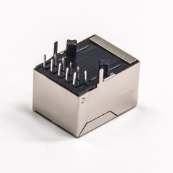 RJ45 Single Port Female Connector 8p8c Shieled Through Hole