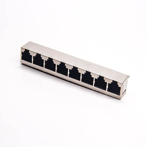 RJ45 Socket 8 Port PCB Through Hole Ethernet Network Connector Shielded RJ45 Socket 8 Port PCB Through Hole Ethernet Network Connector Shielded